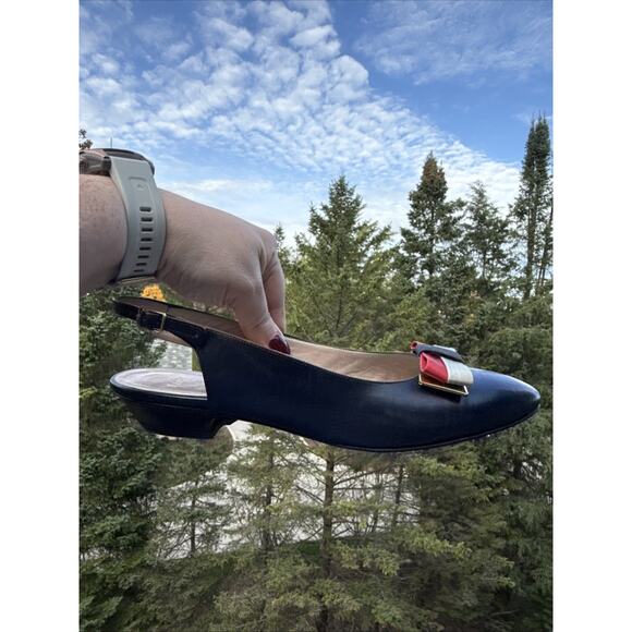 Allen Edmonds Fergie Women’s 8 AA Slingback Pumps Navy Vintage USA made 40s 50s - Picture 13 of 16